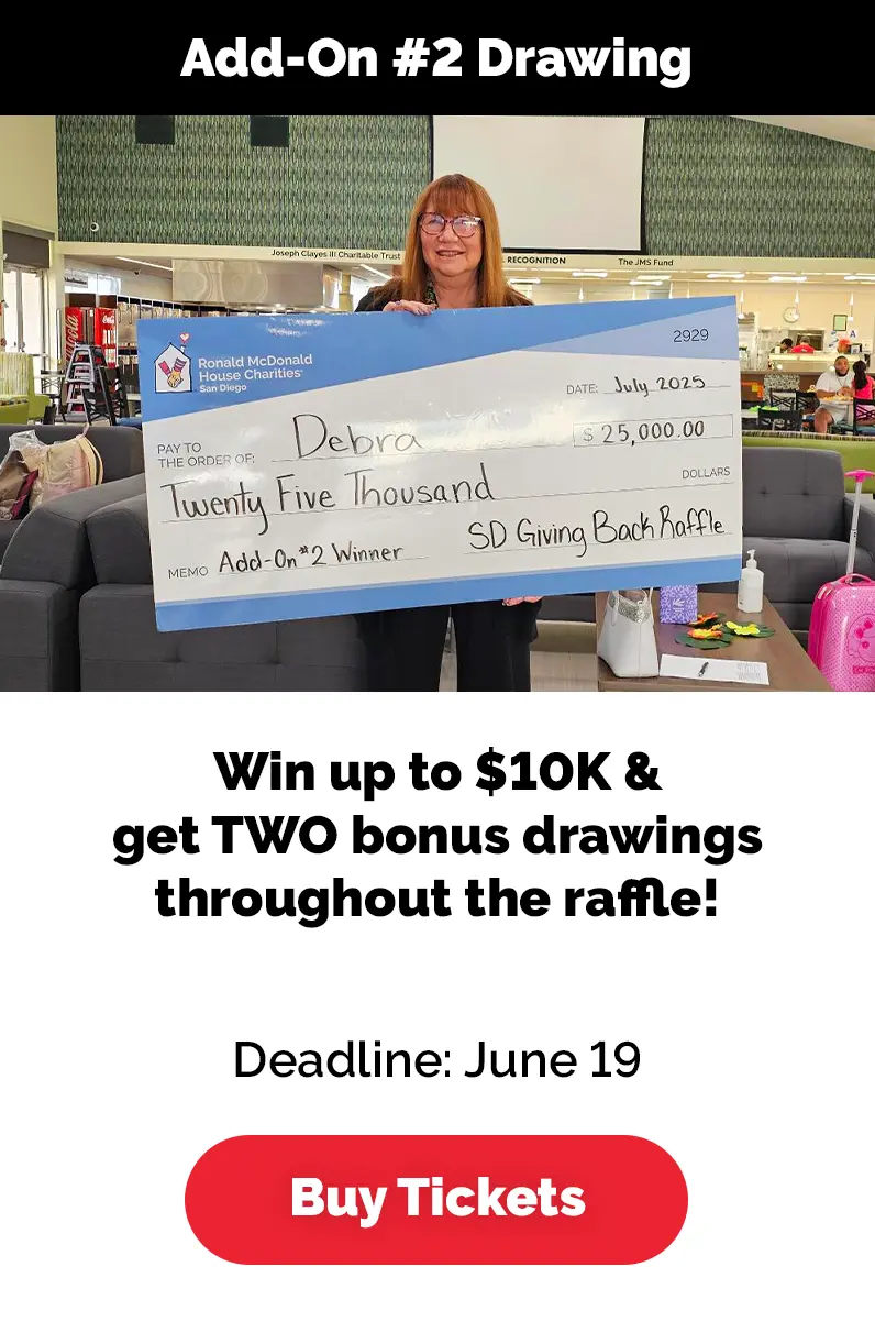 Add-On #2 Drawing. Win up to $10K and get TWO bonus drawings throughout the raffle! Deadline: June 19.